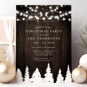 Rustieke dennenbomen String Lights Kerstfeest Kaart