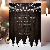 Rustieke dennenbomen String Lights Kerstfeest Kaart