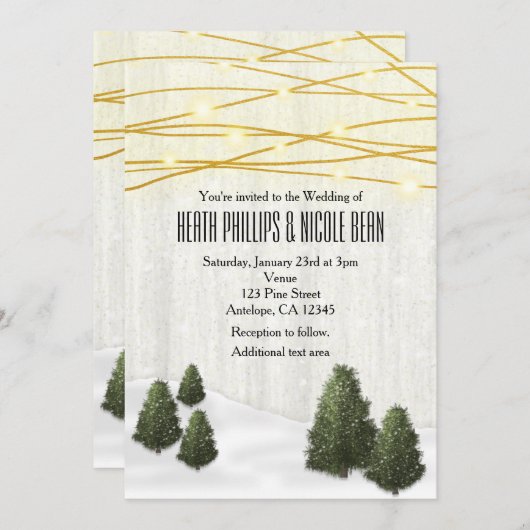 Rustieke dennenbomen Winter bruiloft December Snee Kaart (Voorkant / Achterkant)