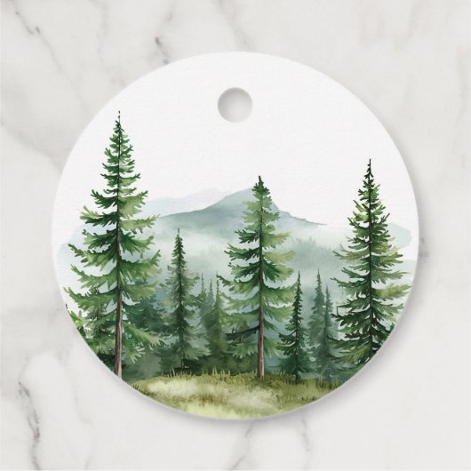 Rustieke dennenboom bos bruiloft bedankjes labels (Achterkant)