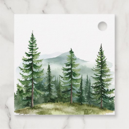 Rustieke dennenboom bos bruiloft bedankjes labels (Achterkant)