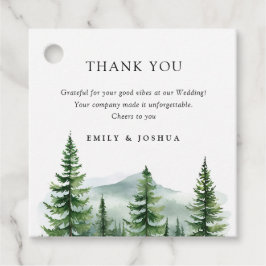 Rustieke dennenboom bos bruiloft bedankjes labels