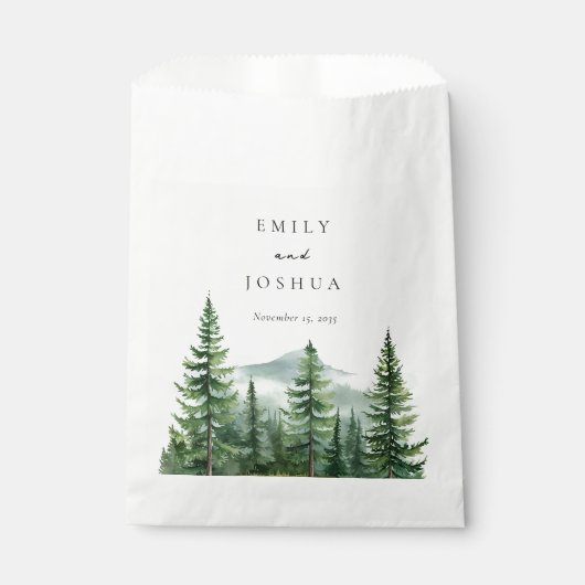 Rustieke dennenboom bos bruiloft bedankzakje (Voorkant)