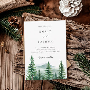 Rustieke dennenboom bos bruiloft kaart