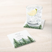 Rustieke dennenboom bos bruiloft kartonnen onderzetters (Insitu)