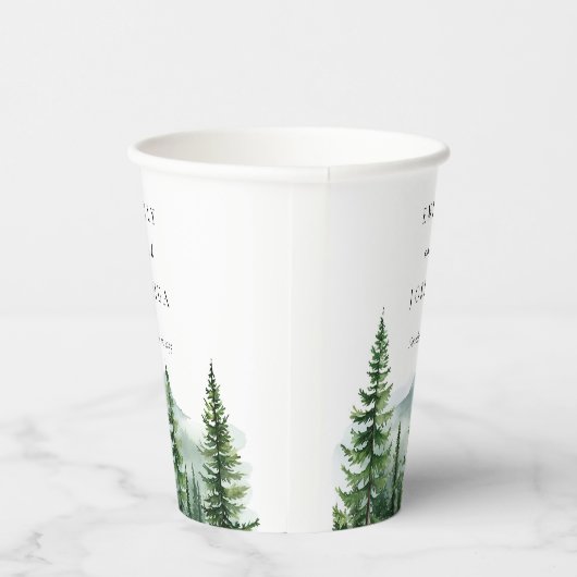 Rustieke dennenboom bos bruiloft papieren bekers (Rechts)
