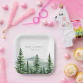 Rustieke dennenboom bos bruiloft papieren bordje (Feest)