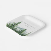 Rustieke dennenboom bos bruiloft papieren bordje (Gebogen)