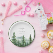 Rustieke dennenboom bos bruiloft papieren bordje (Feest)