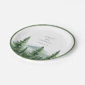 Rustieke dennenboom bos bruiloft papieren bordje (Gekanteld)