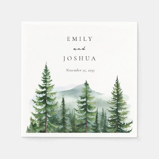 Rustieke dennenboom bos bruiloft servet (Voorkant)