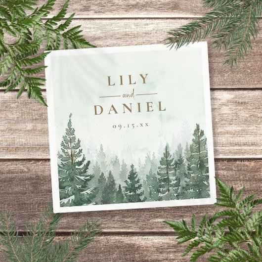 Rustieke dennenboom bos bruiloft servet