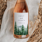 Rustieke dennenboom bos bruiloft wijn etiket