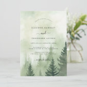Rustieke dennenboom bos Waterverf bruiloft Kaart (Staand voorkant)