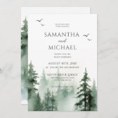 Rustieke dennenboom bos Waterverf bruiloft Kaart (Voorkant / Achterkant)