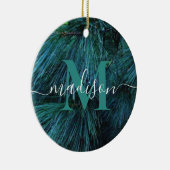 Rustieke dennenboom conifeer evergreen monogram keramisch ornament (Rechts)