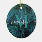 Rustieke dennenboom conifeer evergreen monogram keramisch ornament (Links)
