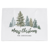 Rustieke dennenboom gepersonaliseerde kerst groot cadeauzakje (Voorkant)
