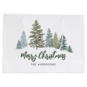 Rustieke dennenboom gepersonaliseerde kerst groot cadeauzakje (Achterkant)