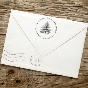 Rustieke dennenboom kerst retour adres zelfinktende stempel