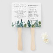 Rustieke dennenbos bruiloft programma Hand Fan Handwaaier (Voorkant en achterkant)