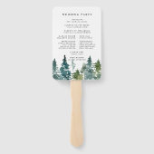 Rustieke dennenbos bruiloft programma Hand Fan Handwaaier (Achterkant)