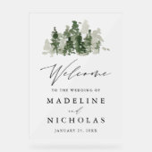 Rustieke dennenbos bruiloft Welkom Frosted Acryl Bord (Voorkant)