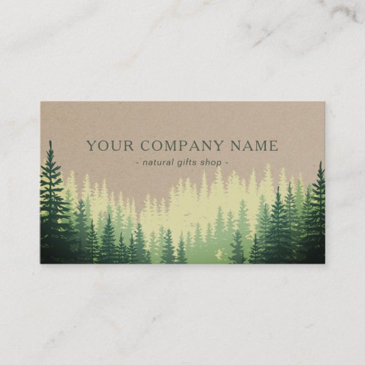 Rustieke dennenbos Logo Faux Kraft Visitekaartje (Voorkant)
