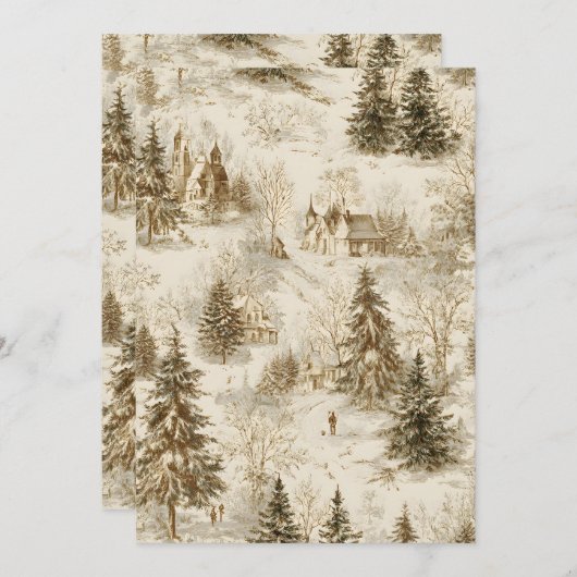 Rustieke dennenbos uitnodiging achtergrond | Vinta (Voorkant / Achterkant)