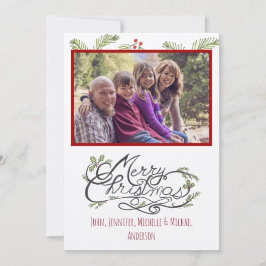 Rustieke dennenfoto Kerstmis Feestdagenkaart (Voorkant)