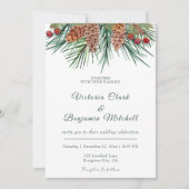 Rustieke dennengroen Kerstmis Winter bruiloft Kaart (Voorkant)