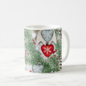 Rustieke Dennenkegel Kerst Waterverf Klassieker Koffiemok (Voorkant rechts)