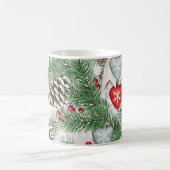 Rustieke Dennenkegel Kerst Waterverf Klassieker Koffiemok (Center)