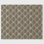 Rustieke Dennenkegel Plaid Strik Kerst Inpakpapier (Vlak)