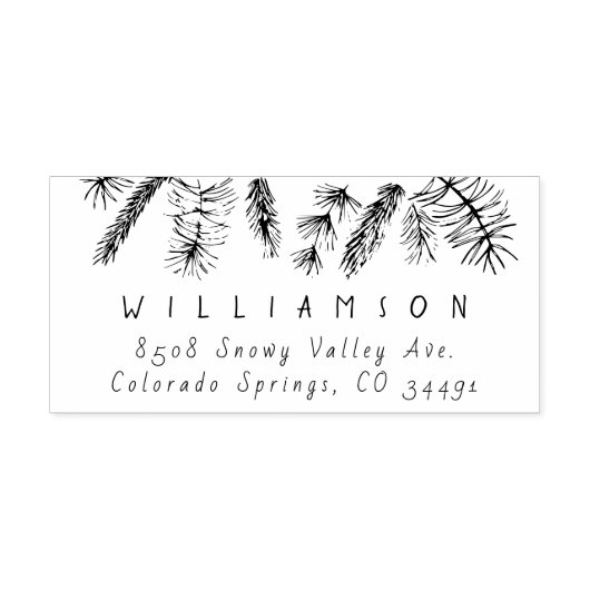 Rustieke dennennaalden Winter Feestdagen Retouradr Rubberstempel (Afrduk)