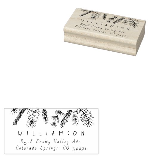 Rustieke dennennaalden Winter Feestdagen Retouradr Rubberstempel (Gestempeld)