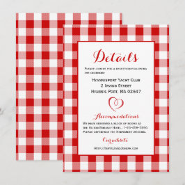 Rustieke Details Richting Gingham Rood Witte Ruite Kaart