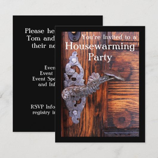 Rustieke deur Housewarming Party uitnodiging (Voorkant / Achterkant)