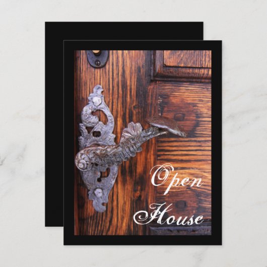 Rustieke deur open huis uitnodiging (Voorkant / Achterkant)