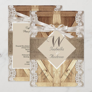 Rustieke deur trouw beige witte kant hout jute 2 kaart