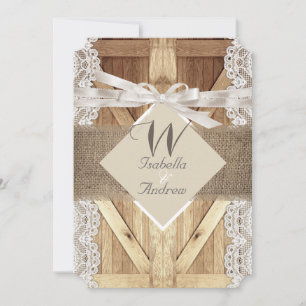 Rustieke Deur Trouw Beige Witte Kant Hout Jute Kaart