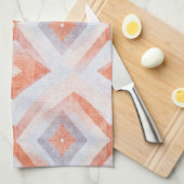 Rustieke diamant geometrisch in terracotta en blau theedoek (Quarter Fold)