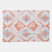 Rustieke diamant geometrisch in terracotta en blau theedoek (Horizontaal)