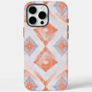 Rustieke diamantgeometrie in terracotta en blauw iPhone 16 pro max hoesje