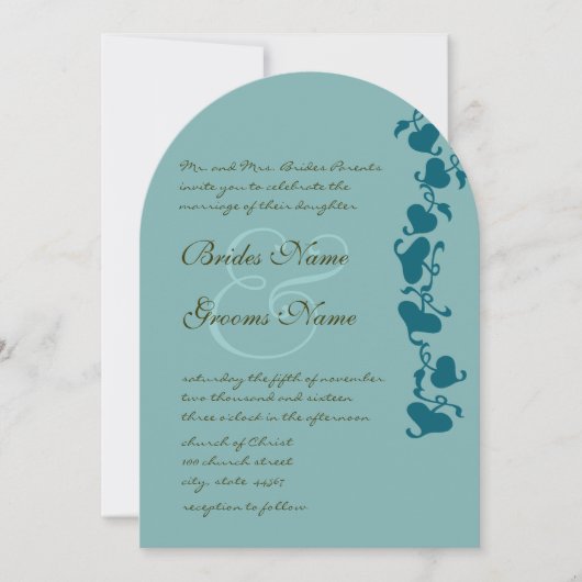 Rustieke Die Cut Aqua Blue Hearts bruiloft uitnodi Kaart (Voorkant)