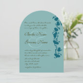 Rustieke Die Cut Aqua Blue Hearts bruiloft uitnodi Kaart (Staand voorkant)