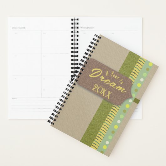 Rustieke Digitale Scrapbook Droom Groen Tan Bruin Planner (Display)