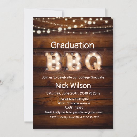 Rustieke diploma BBQ-uitnodiging Kaart (Voorkant)