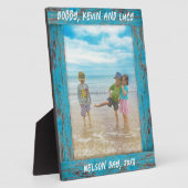 Rustieke Distressed Blue Beach Wood Tekstfoto Fotoplaat (Zijkant)