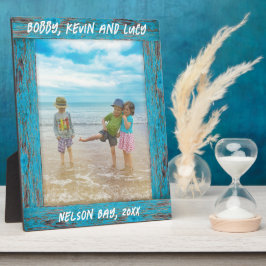 Rustieke Distressed Blue Beach Wood Tekstfoto Fotoplaat